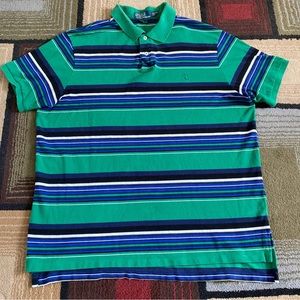 Vtg Polo Ralph Lauren Custom Fit Striped Polo Shirt Short Sleeve Men's Size 2XL